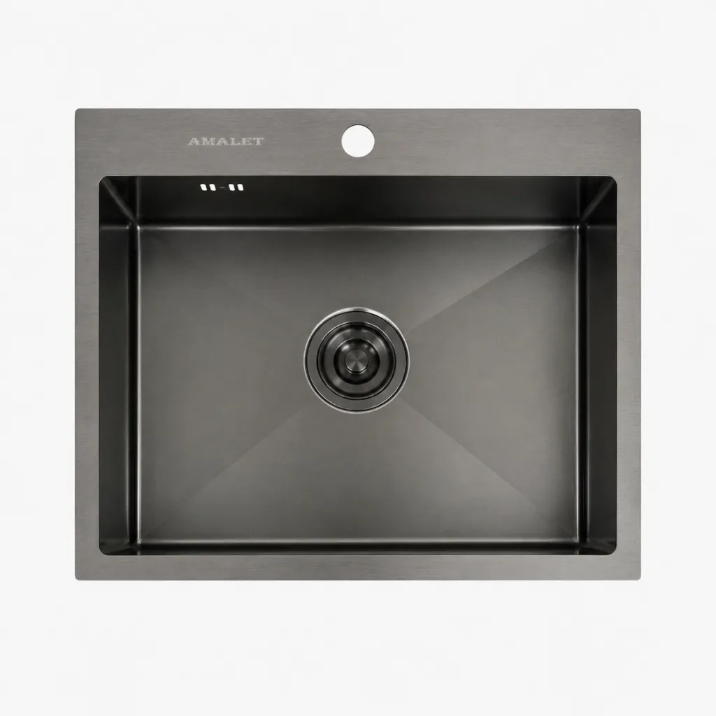 Мойка AMALET NORMAL 58×48 Black, нержавеющая сталь, графит арт. 5848-N-BL