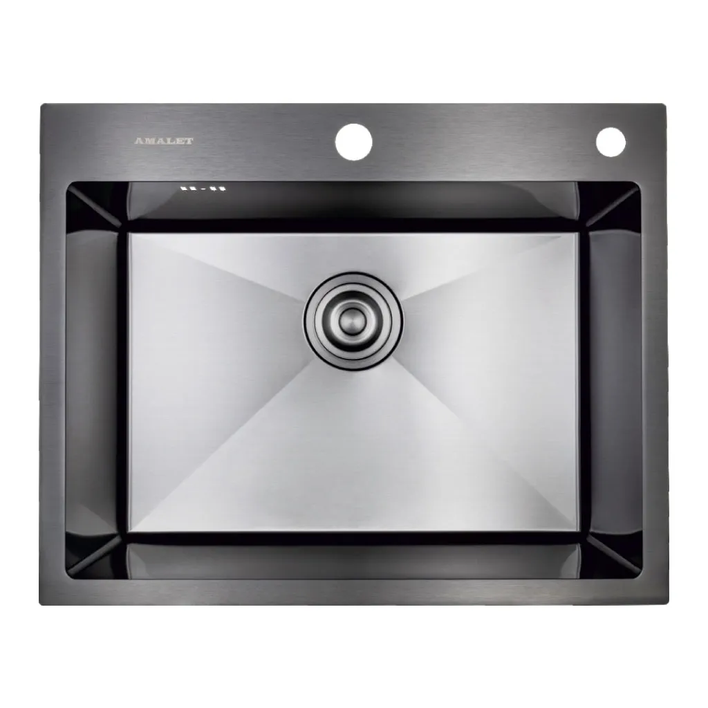 Мойка AMALET STANDART 60×48 Black, нержавеющая сталь, графит арт. 6048-STR-BL