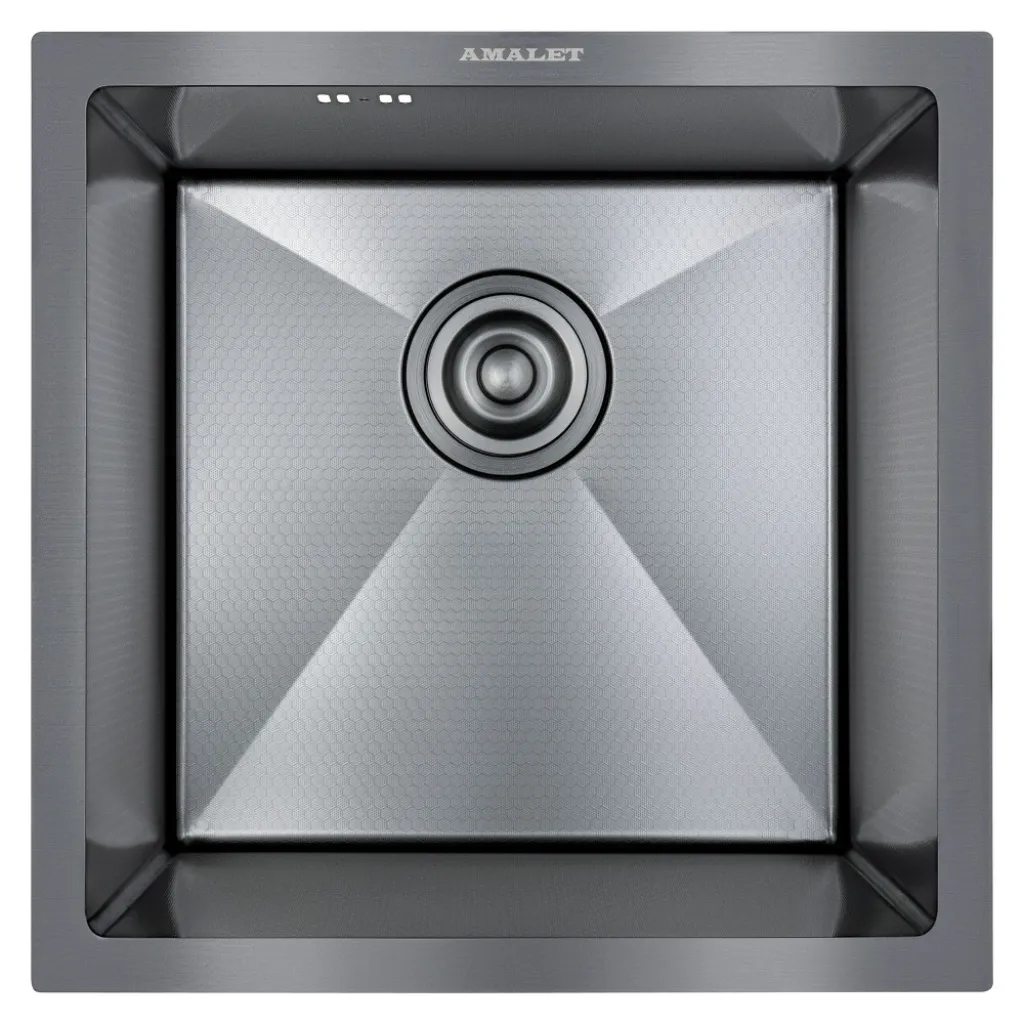 Мойка AMALET PREMIUM Honey 44×44 Black, нержавеющая сталь, графит арт. 4444-PH-BL