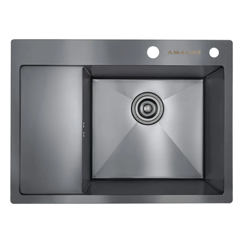 Мойка AMALET STANDART 65×48/R Black, нержавеющая сталь, графит арт. 6548R-STR-BL