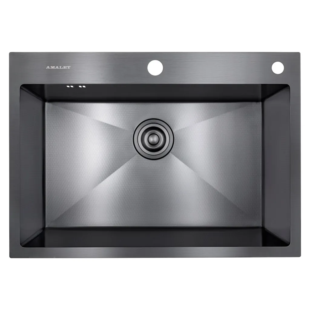 Мойка AMALET PREMIUM Honey 68×48 Black, нержавеющая сталь, графит арт. 6848-PH-BL