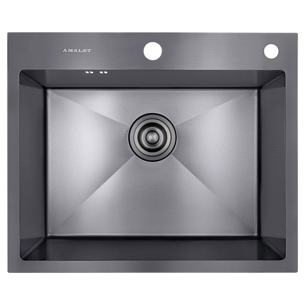 Мойка AMALET PREMIUM Honey 58×48 Black, нержавеющая сталь, графит арт. 5848-PH-BL